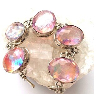 Iridescent Pink Topaz Sterling Bracelet